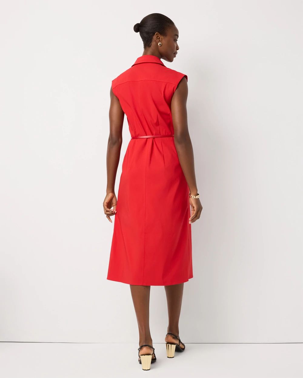 Belted Midi Shirt Dress click to view larger image.
