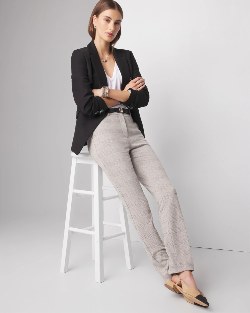 WHBM® Elle Slim Ankle Plaid Pant