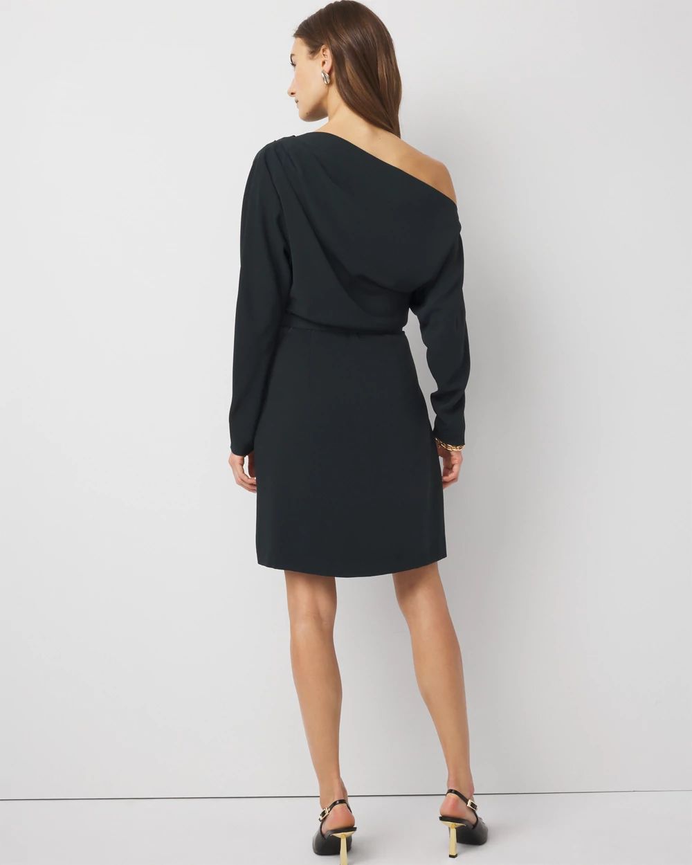 Petite Off-The-Shoulder Belted Dress