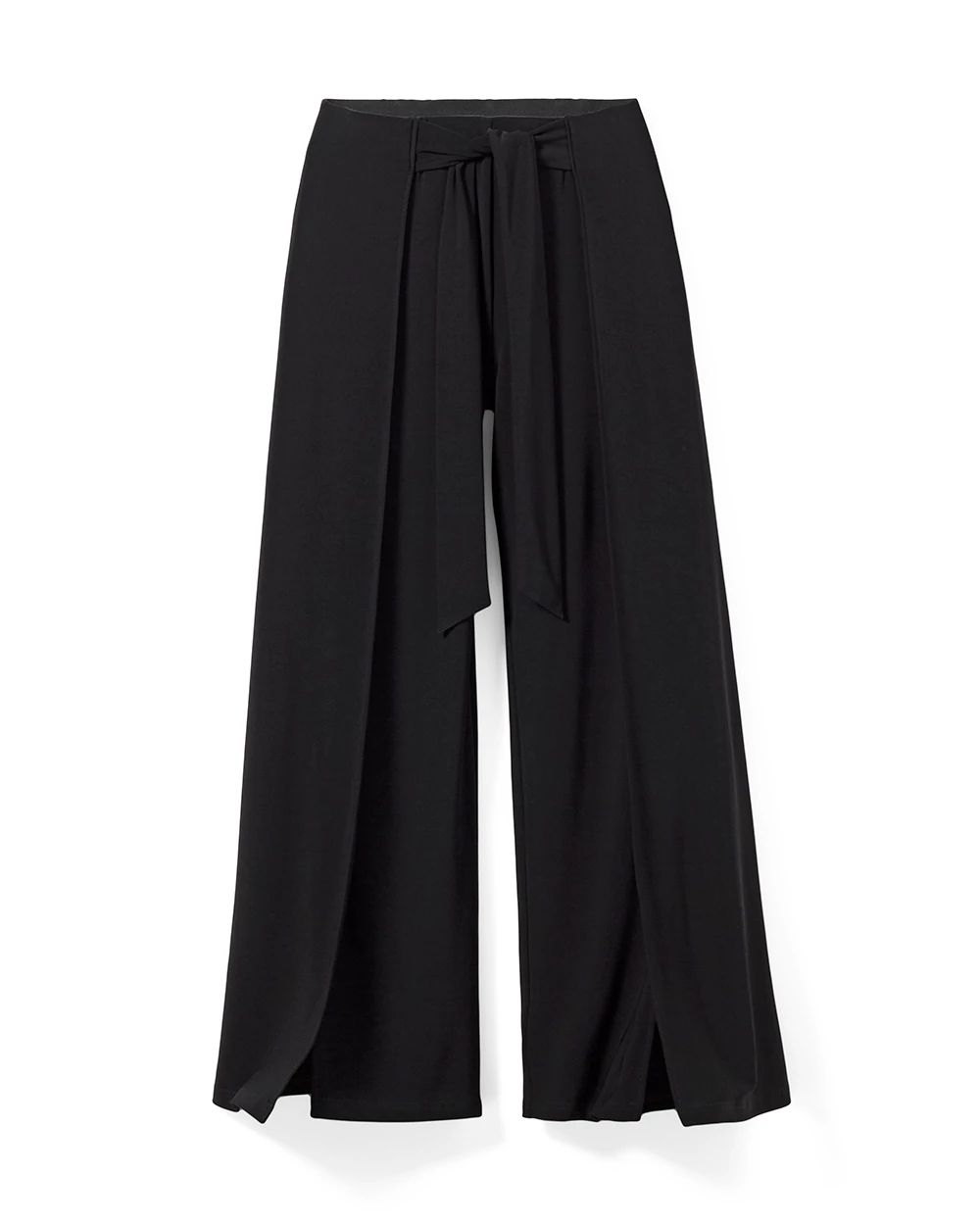 Petite Wide Leg Wrap Waist Cropped Pant