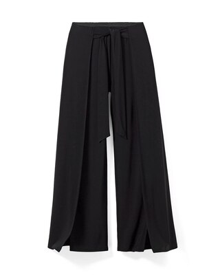 Petite Wide Leg Wrap Waist Cropped Pant