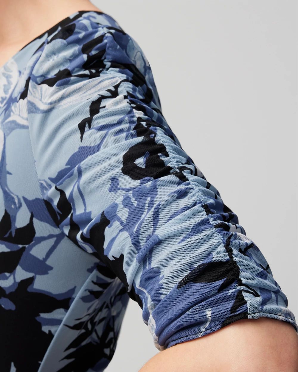 Shirred Mesh Midi Dress