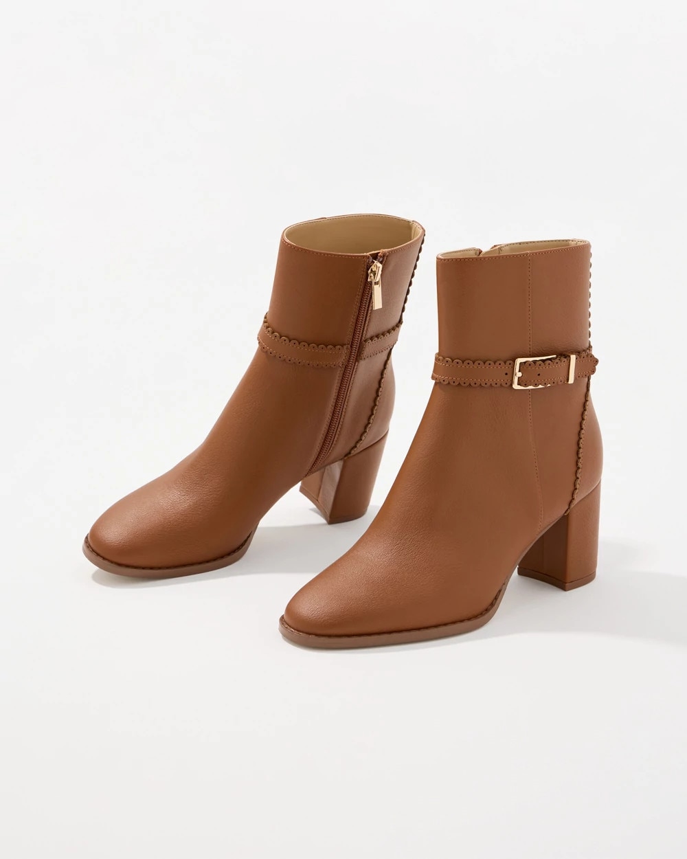 Buckle Detail Faux Leather Ankle Boots