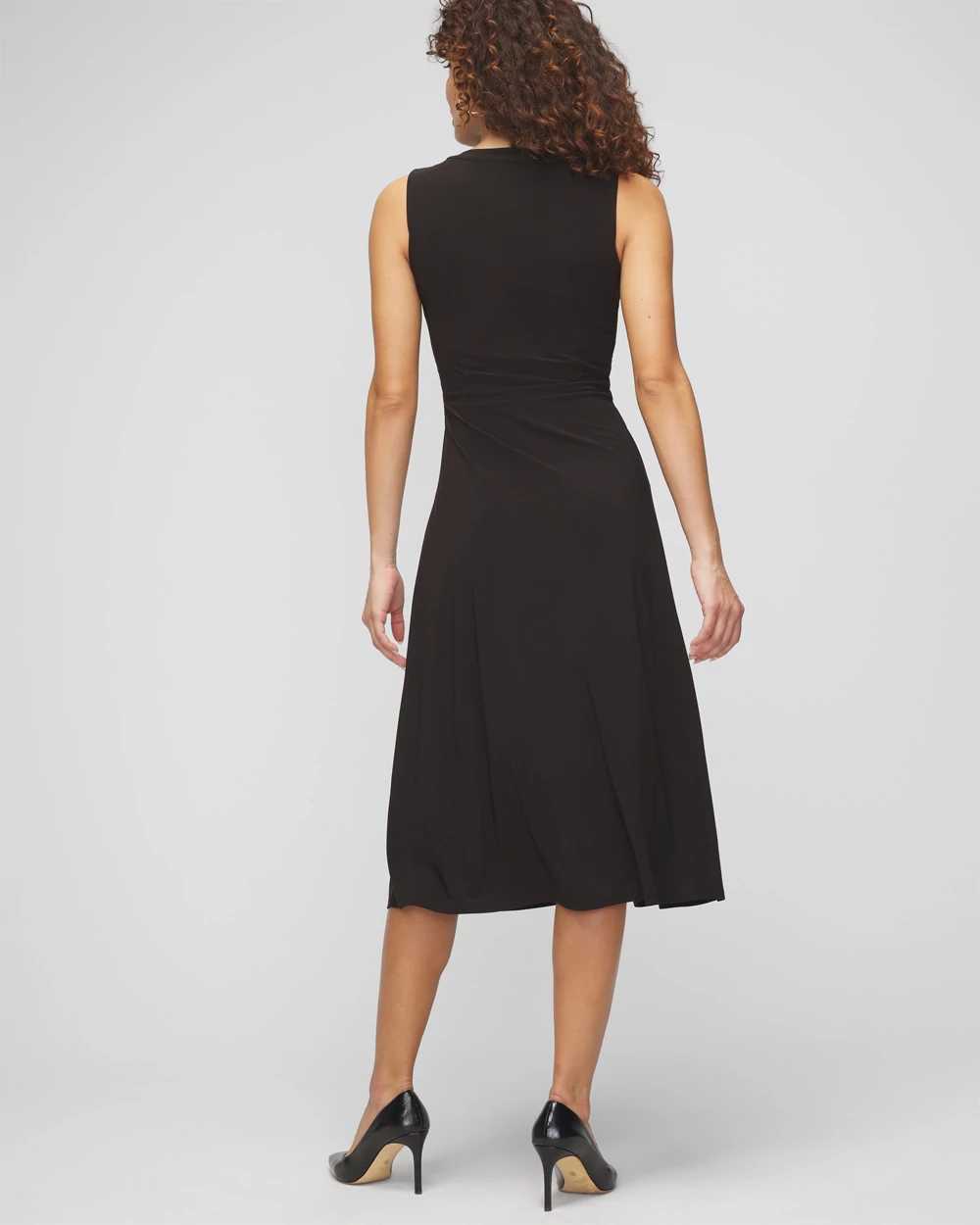 Sleeveless Matte Jersey Crest Button Midi Dress click to view larger image.