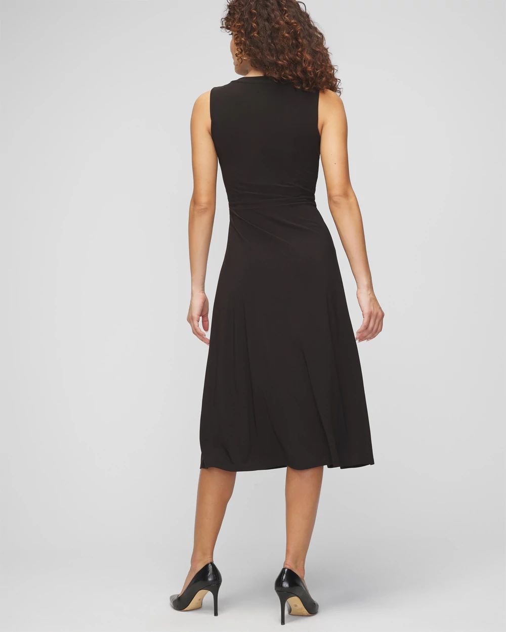 Sleeveless Matte Jersey Crest Button Midi Dress click to view larger image.