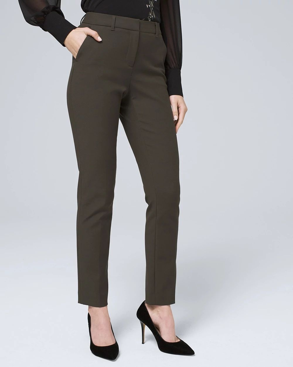 Comfort stretch slim ankle pants top