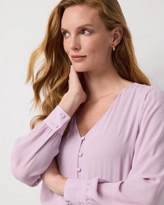 Long-Sleeve Button-Up Blouse click to view larger image.