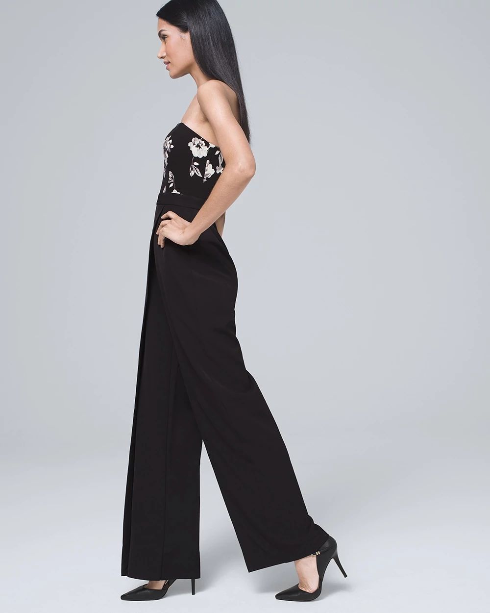 Convertible Floral-Bodice Jumpsuit click to view larger image.