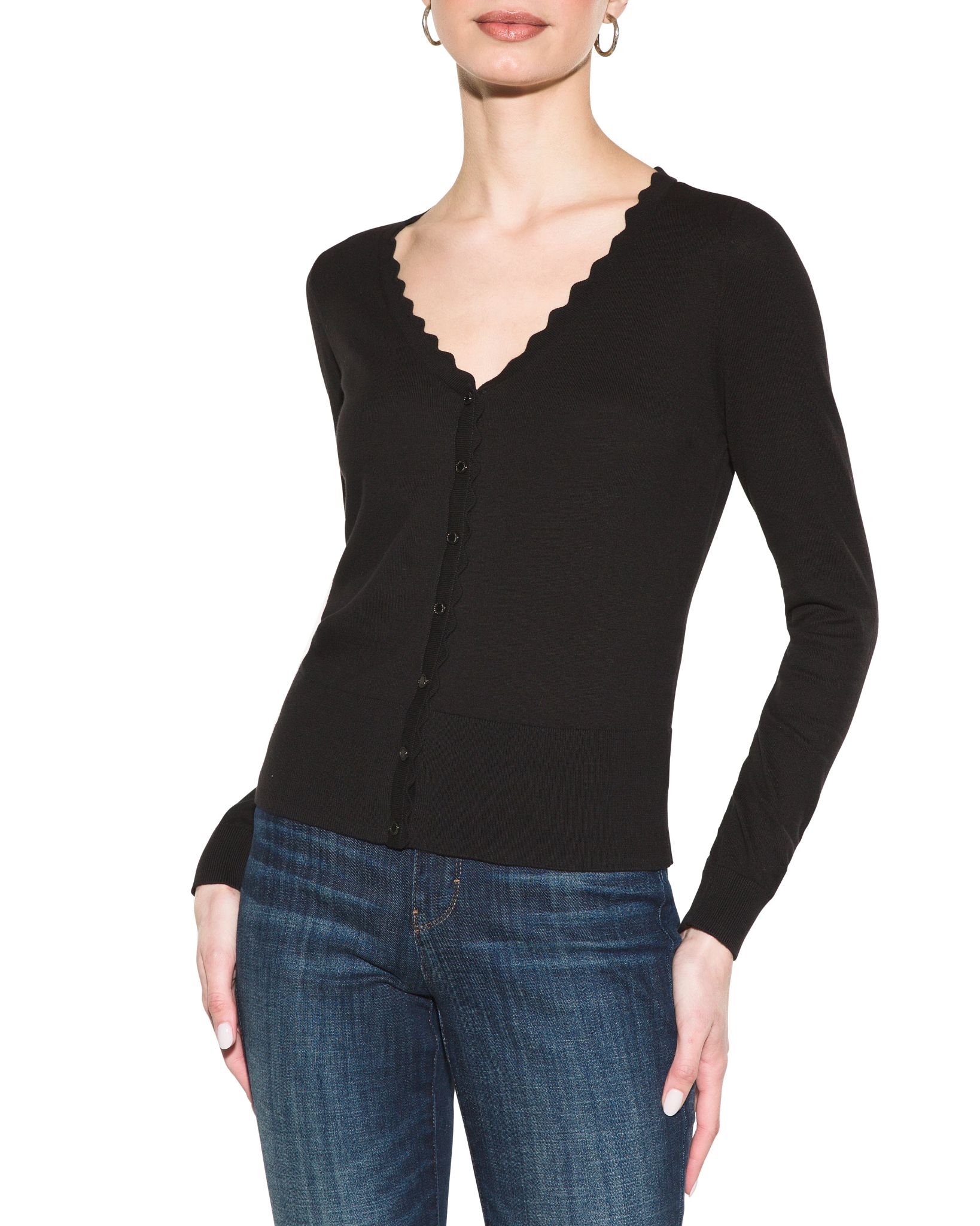 Outlet WHBM Scallop V-Neck Cardi