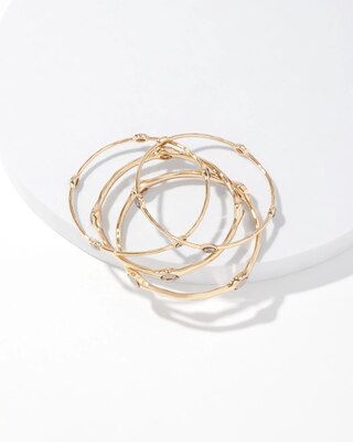4-Pack Gold + Hematite Crystal Bangle
