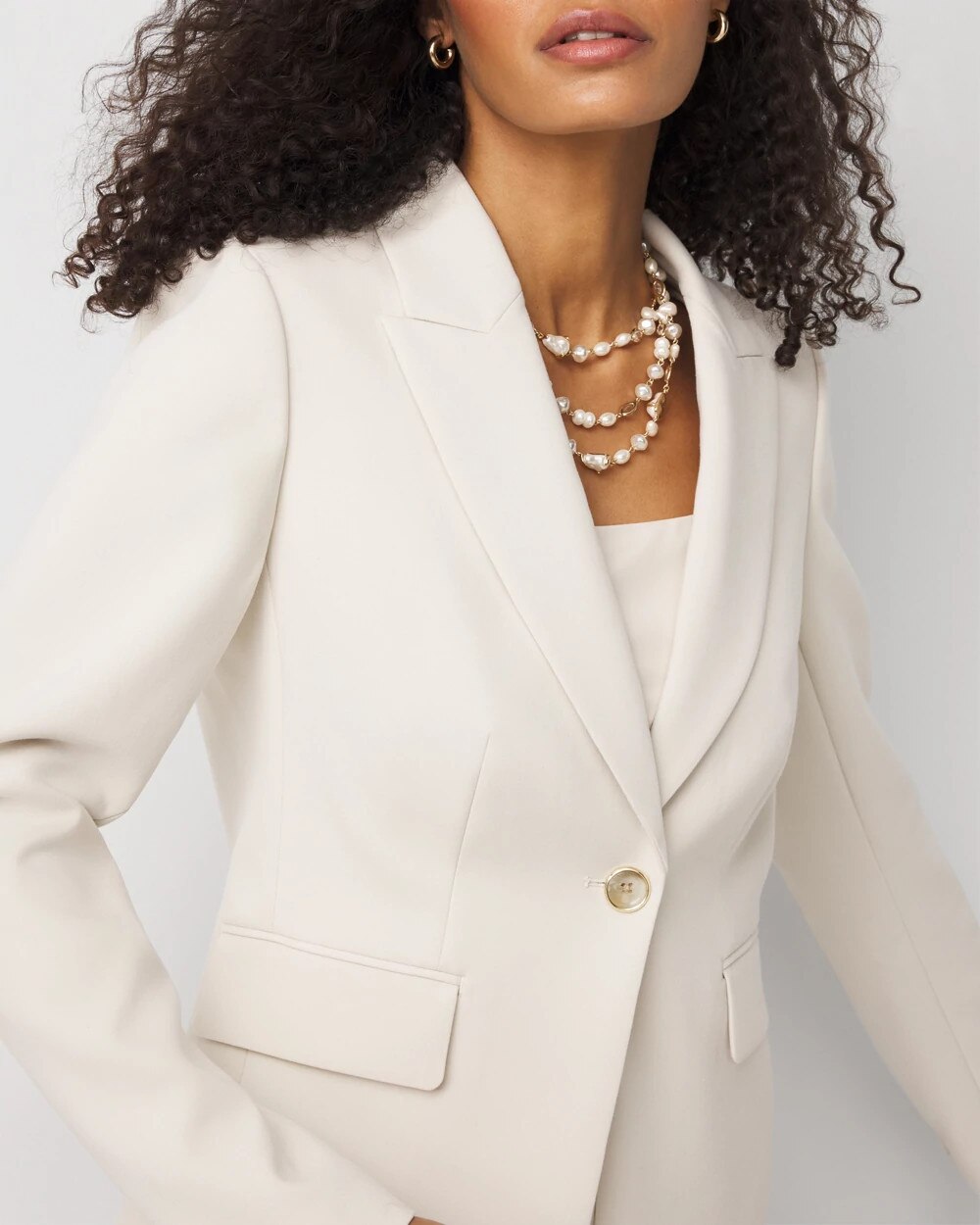 WHBM® Cropped One-Button Blazer
