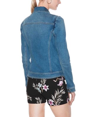 Outlet WHBM Puff-Shoulder Denim Jacket click to view larger image.