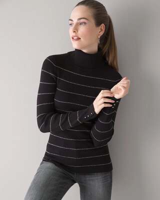 Striped Lurex Turtleneck