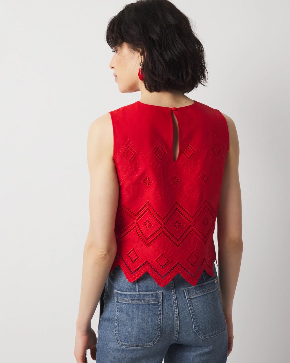 Embroidered Poplin Cropped Top