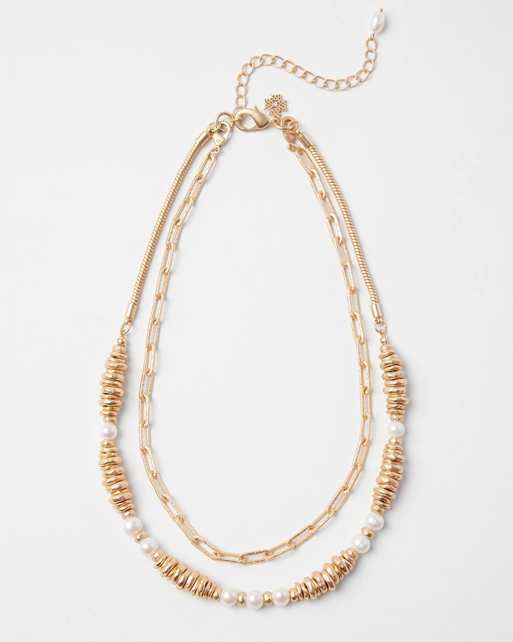 Goldtone and Freshwater Pearl Convertible Necklace