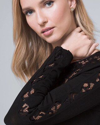 Scalloped Lace-Trim Sweater