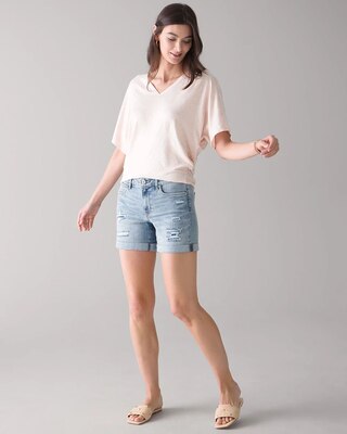 Curvy-Fit Mid-Rise Everyday Soft Denim™ Destructed Shorts