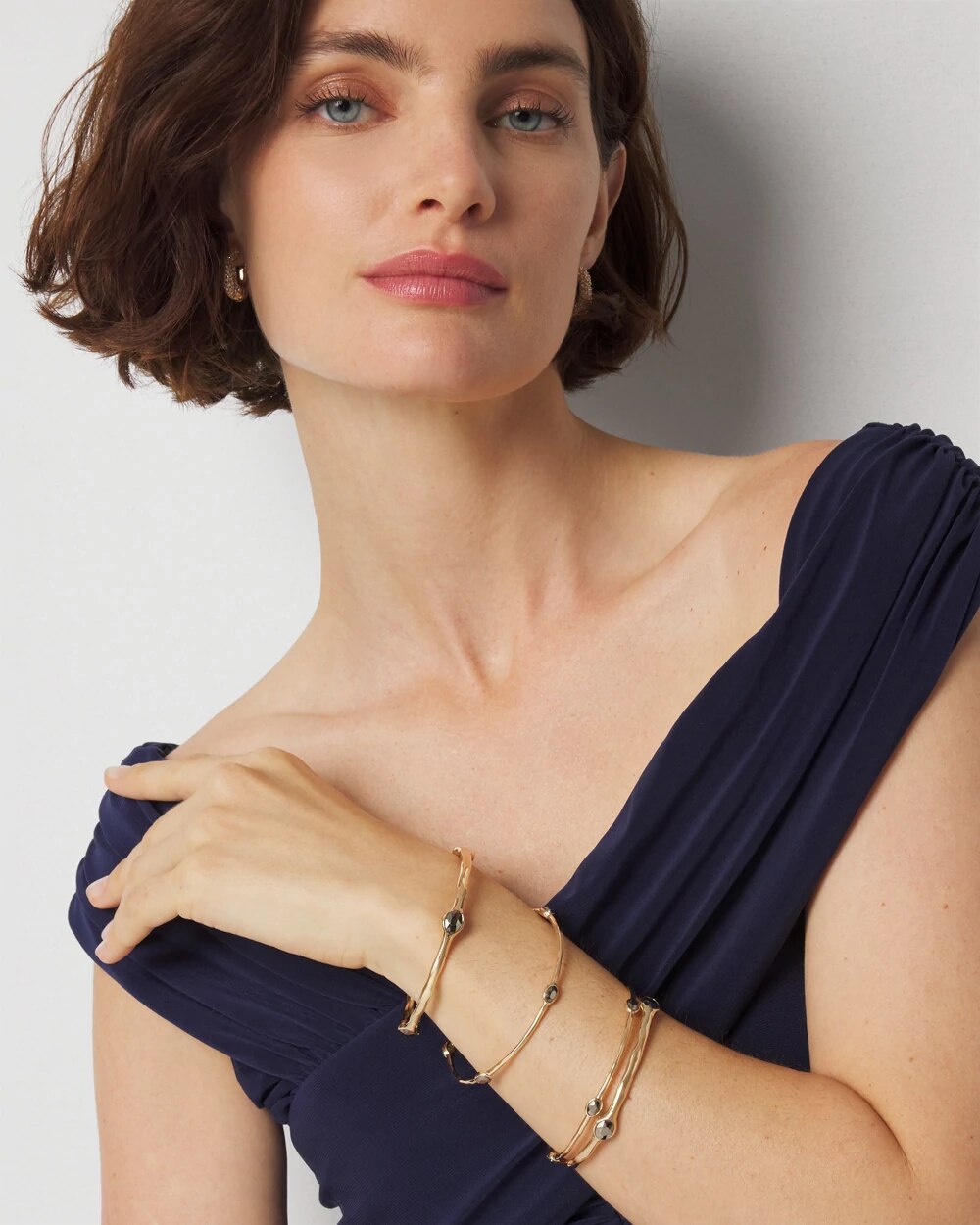 4-Pack Gold + Hematite Crystal Bangle