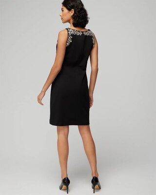 Petite Sleeveless Embellished Neck Shift Dress
