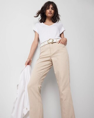 Petite High-Rise Striped Straight Jean click to view larger image.