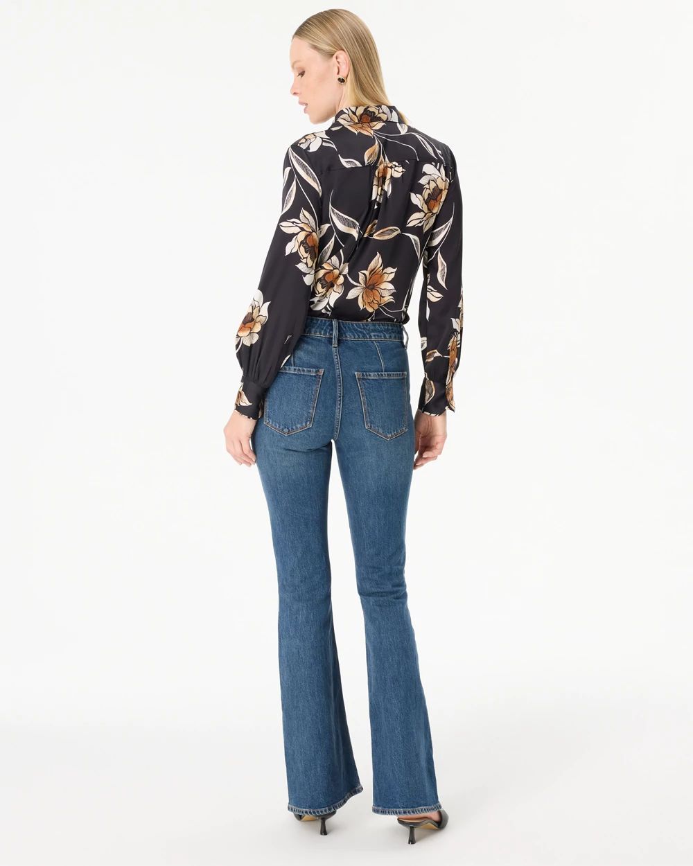 Petite Snap Pocket High-Rise Flare Jean click to view larger image.