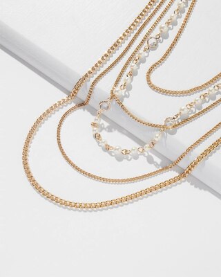 Gold Flower Multi-Strand Necklace