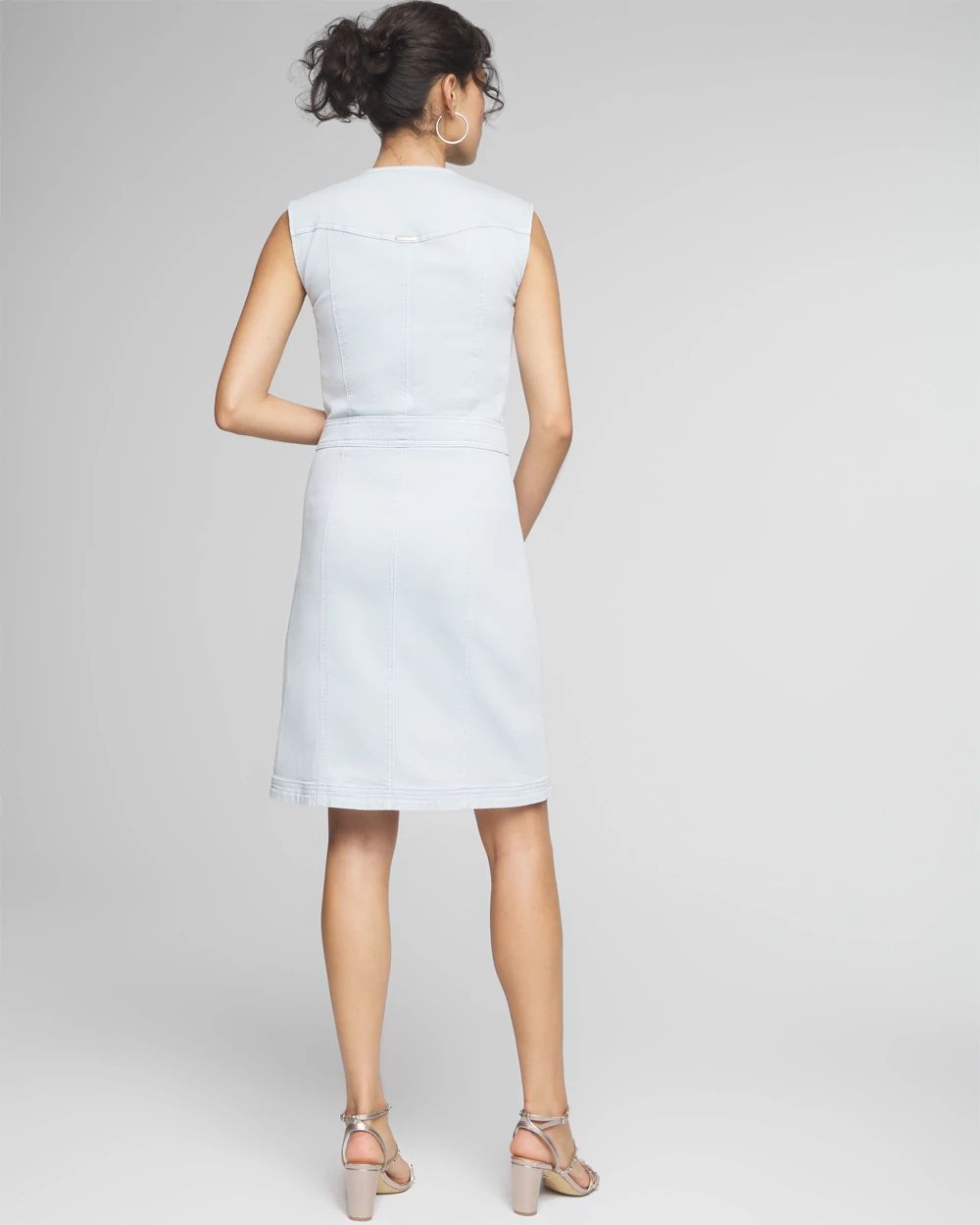 Sleeveless Denim Zip-Up Sheath Dress