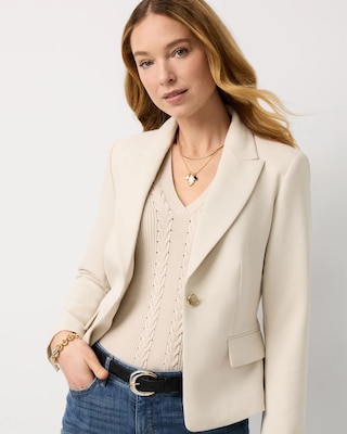 WHBM® Cropped One-Button Blazer click to view larger image.