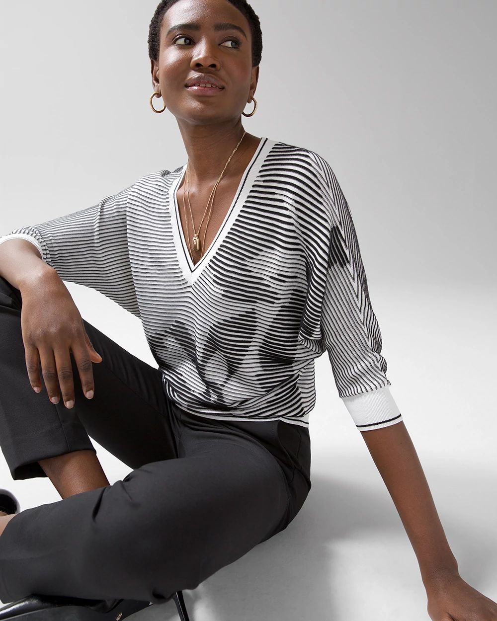 Black + White Dolman Sweater