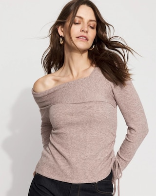Side Ruched Rib Snit Top