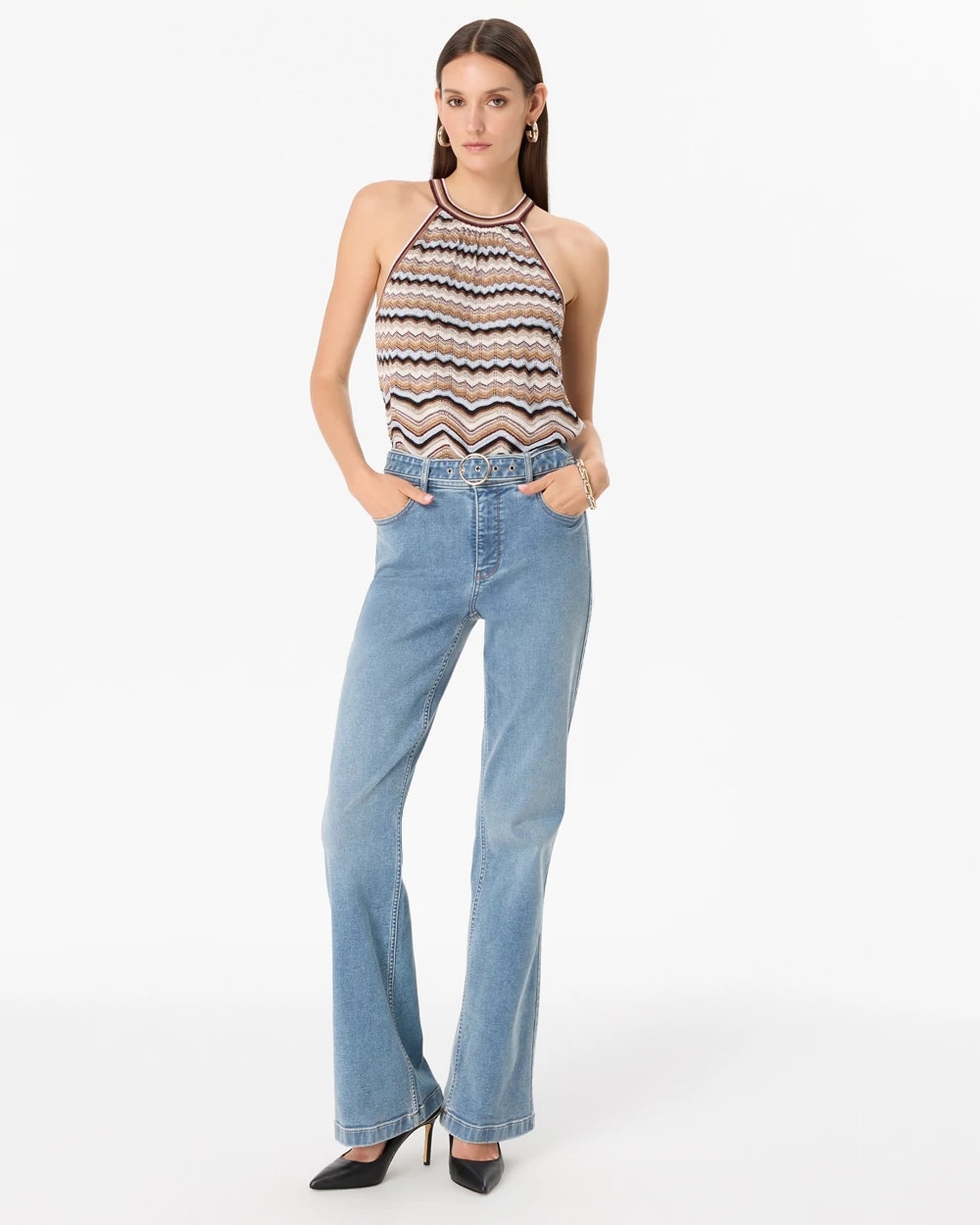 High-Rise Belted Trouser Ease Jean