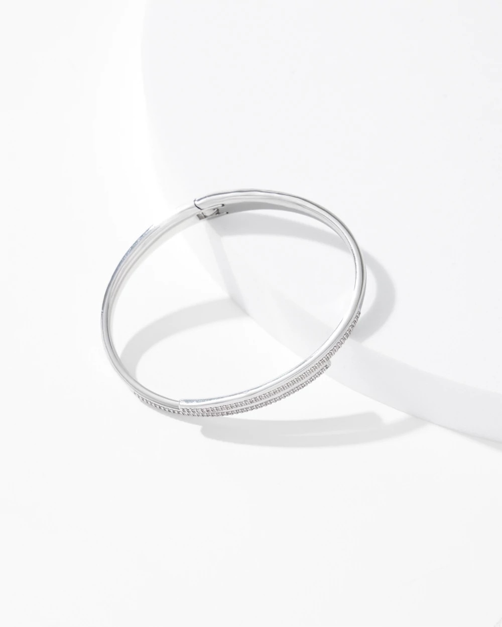 Silver Pave Overlap Hinge Bracelet - image 3