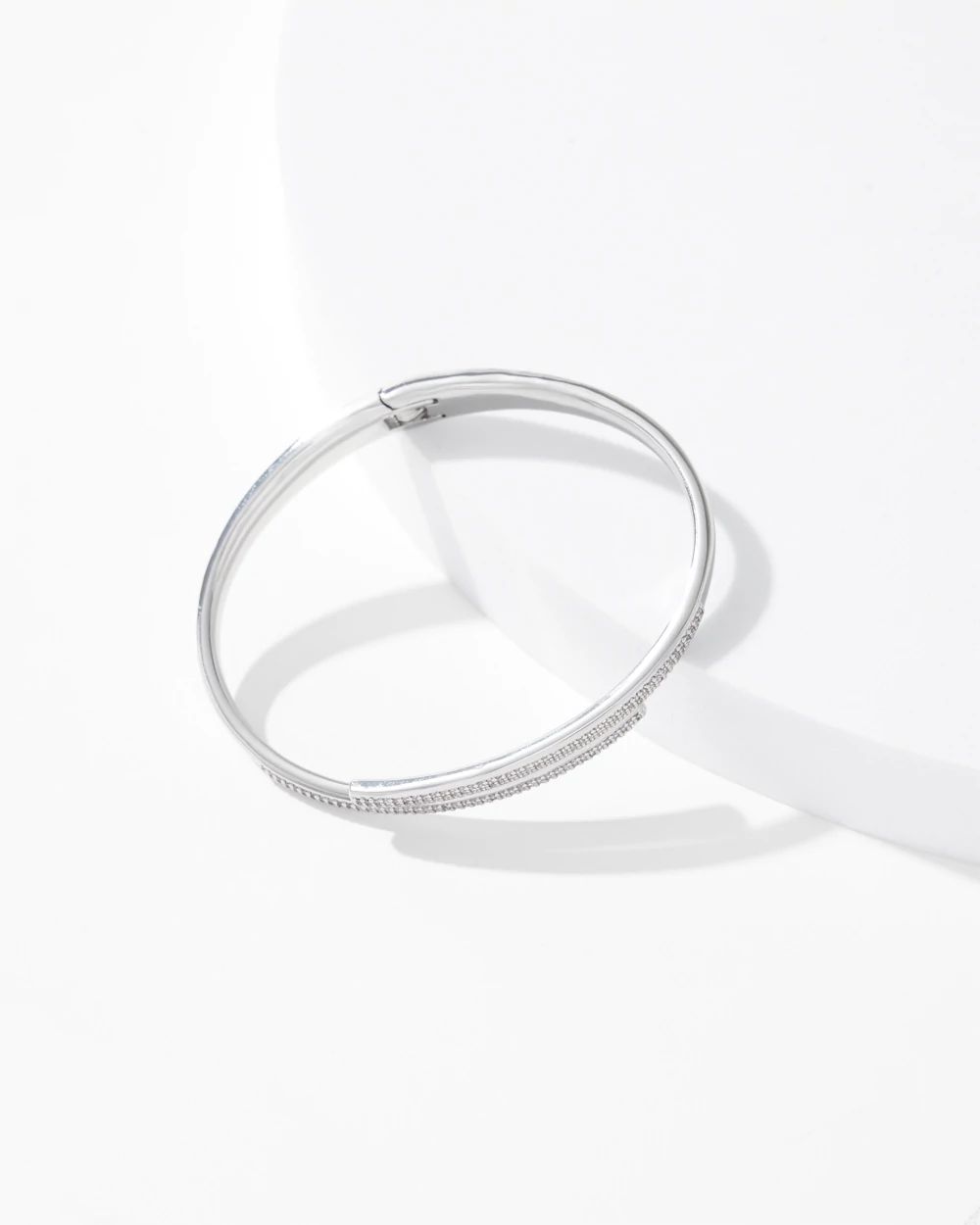 Silver Pave Overlap Hinge Bracelet