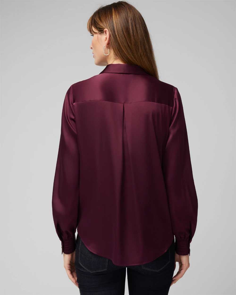 Long Sleeve Cuff Satin Shirt click to view larger image.