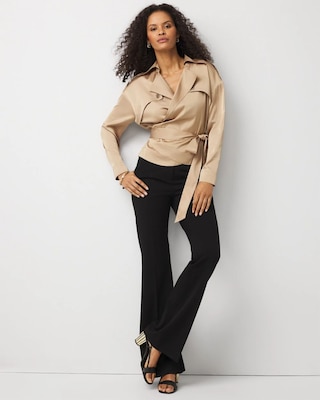 Satin Trench-Wrap Blouse click to view larger image.