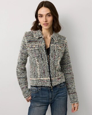 Shimmery Tweed Sweater Jacket