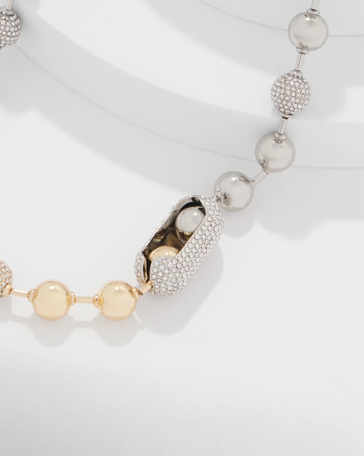 White House Black Market Mixed Metals + Pave Short Necklace |  In Gold