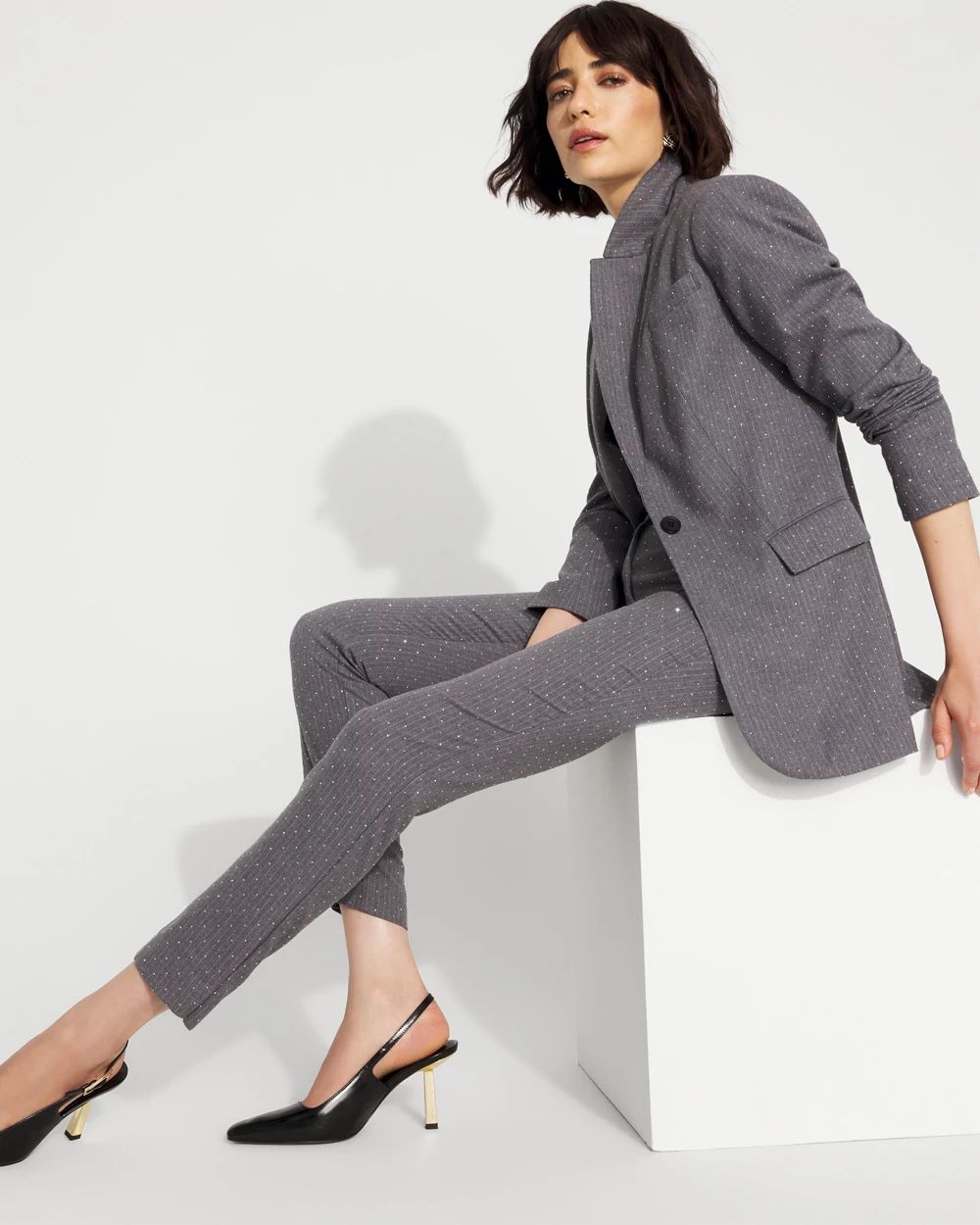 Relaxed Pinstripe One-Button Blazer