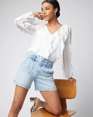 Long Sleeve Ruffled Tie Neck Blouse