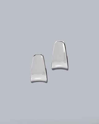 Silvertone Wide Oval Hoop Earrings