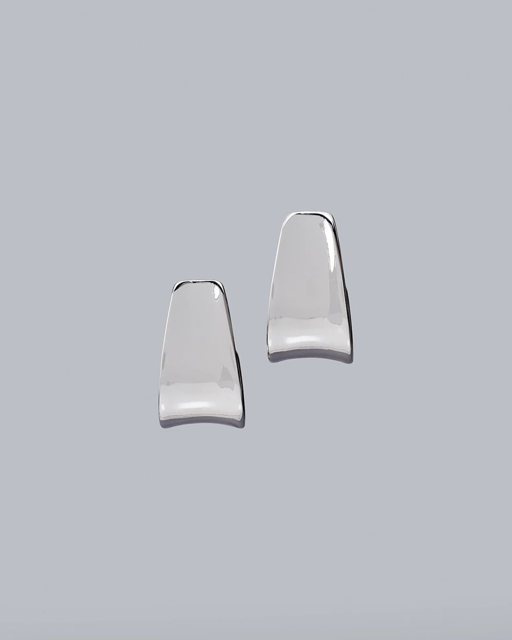 Silvertone Wide Oval Hoop Earrings