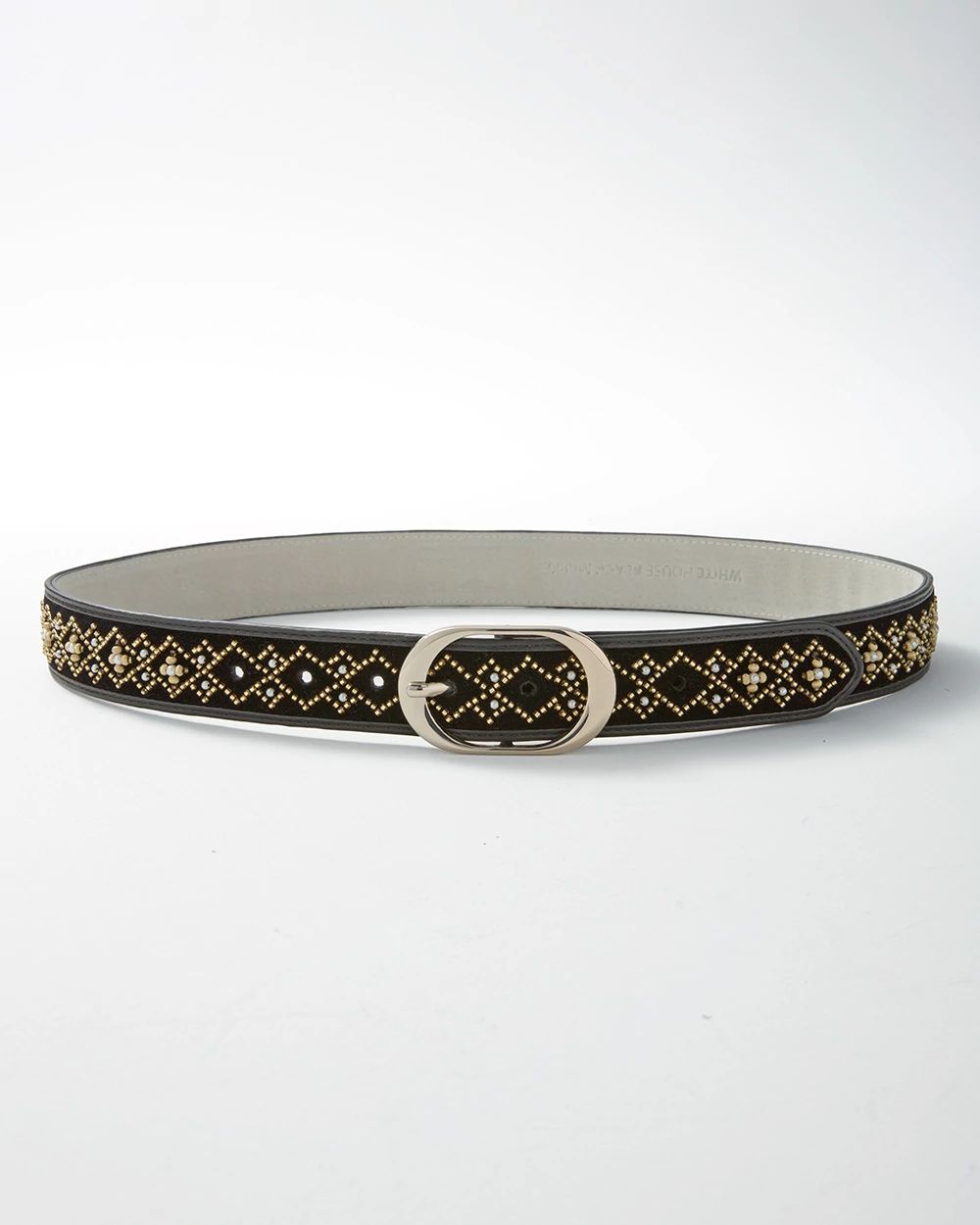 Pearl Beaded & Black Velvet Belt