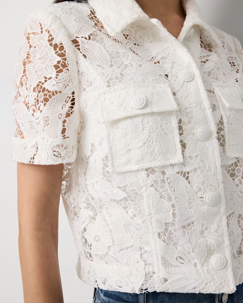 Petite Short Sleeve Lace Jacket