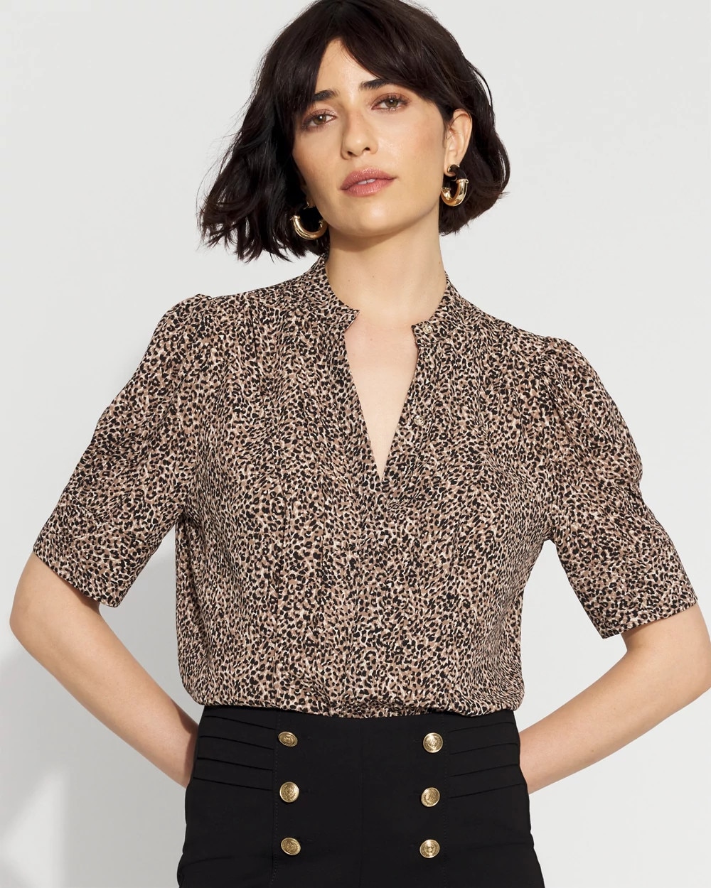 Elbow Sleeve Y-Neck Shirt