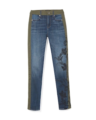 High-Rise Floral Print Slim Jeans click to view larger image.