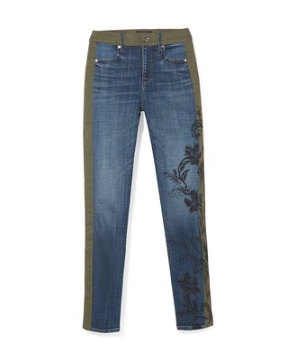 High-Rise Floral Print Slim Jeans