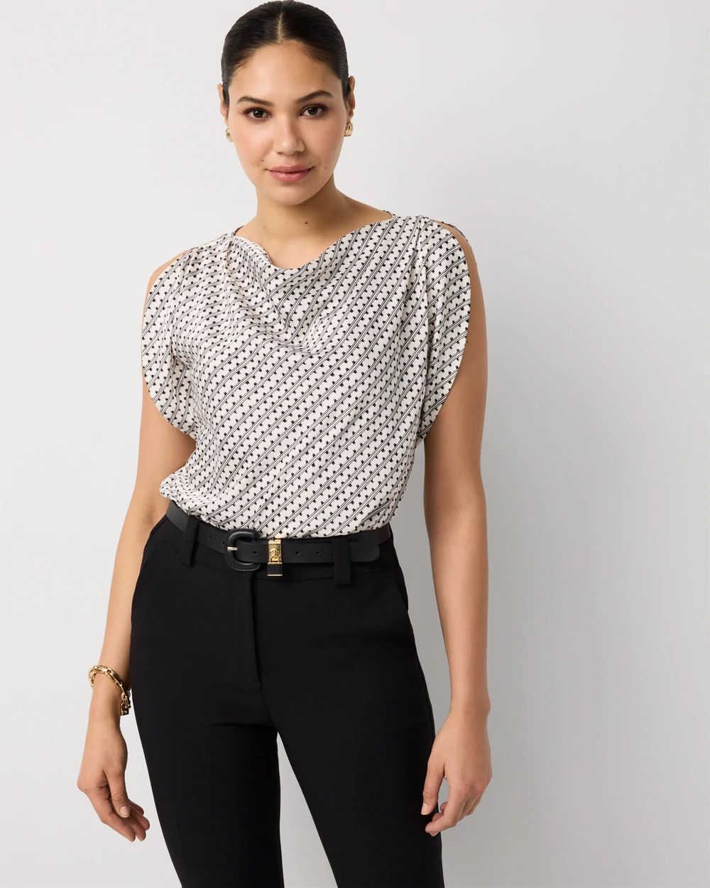 Satin Petal Sleeve Blouse