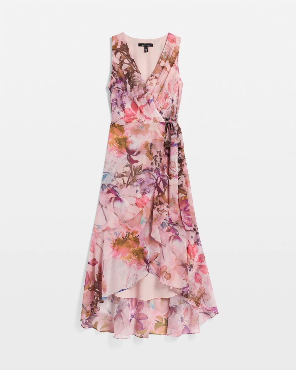 V-Neck Ruffle Wrap Dress
