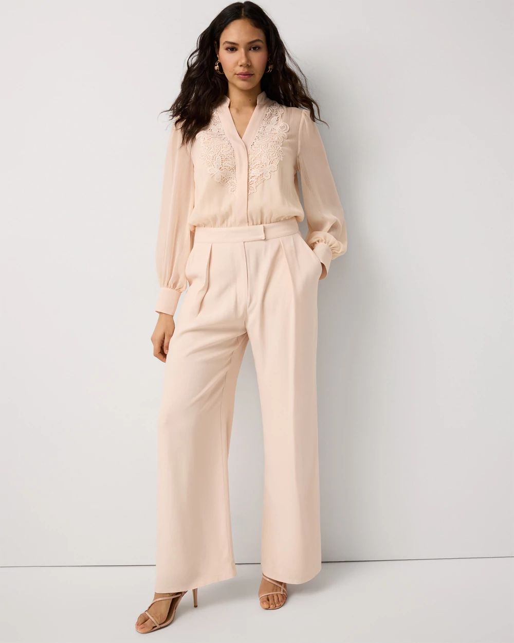 Petite Lace Detail Wide Leg Jumpsuit