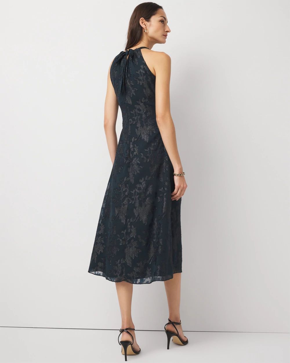 Jacquard Halter Midi Dress click to view larger image.